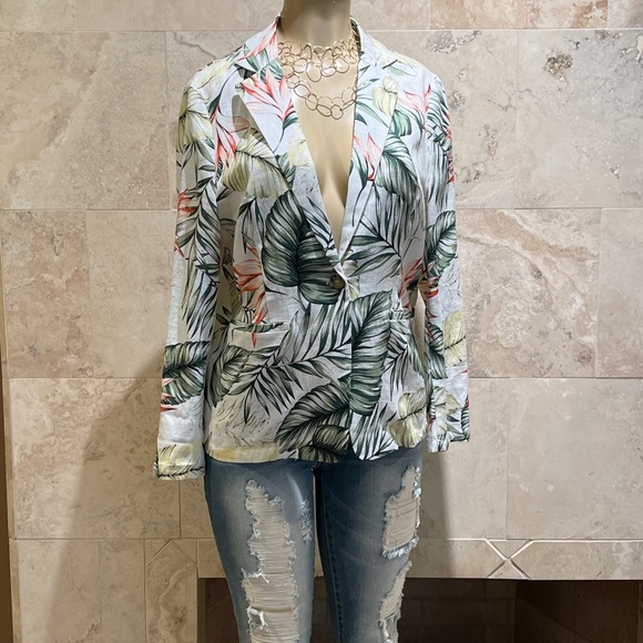 RD - koko floral linen blazer jacket nwt M - Picture 2 of 9